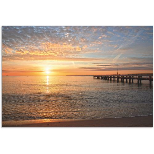 4062144643426 - Wandbild ARTLAND Früh morgens an der Ostsee Bilder Gr B H 120 cm x 80 cm Alu-Dibond-Druck Bilder vom Sonnenuntergang & -aufgang Querformat 1 St orange Kunstdrucke als Alubild Leinwandbild Wandaufkleber oder Poster in versch Größen