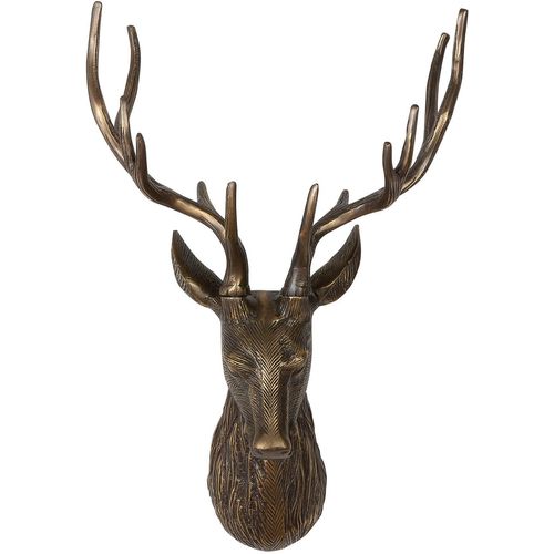 4063387591970 - Dekogeweih GILDE Wandobjekt Hirsch Liam bronzefarben H 55 cm braun (bronzefarben) B31cm H55cm T20cm Aluminium Dekogeweihe