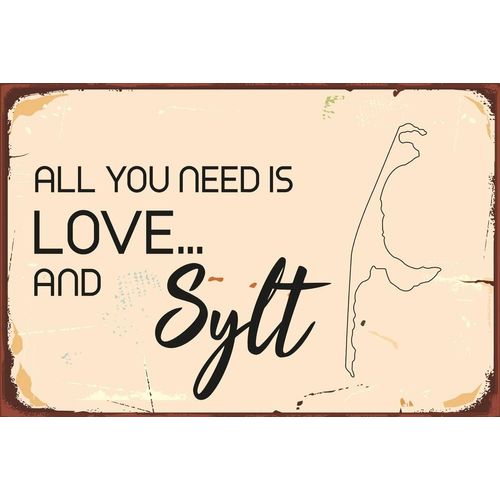4049009865834 - Metallbild QUEENCE All you need is Sylt schwarz (farbe bild(er) schwarz) B45cm H30cm Stahl Metall Bilder Stahlschild Blechschild Sprüche Texte witzig Fernweh Sylt