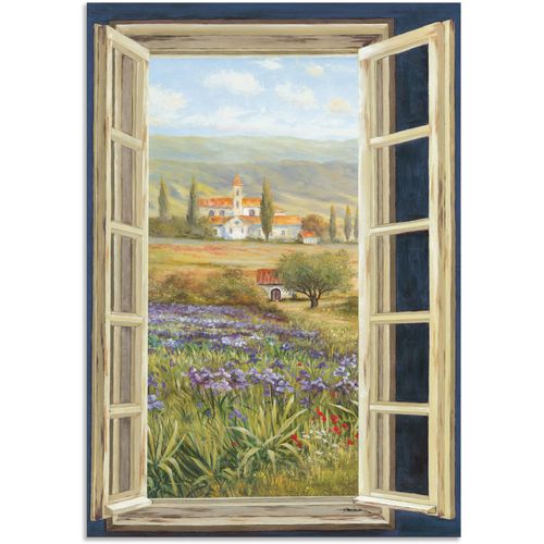 4062144722602 - Wandbild ARTLAND Provence Fensterblick Bilder Gr B H 70 cm x 100 cm Alu-Dibond-Druck Bilder von Europa Hochformat 1 St grün Kunstdrucke als Alubild Outdoorbild Leinwandbild Poster in verschied Größen