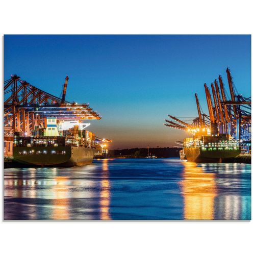 4057738872009 - Glasbild ARTLAND Hamburg Hafen am Abend 2 Bilder Gr B H 80 cm x 60 cm Glasbild Deutschland Querformat 1 St bunt Bild Glasbild Glasbilder Bilder in verschiedenen Größen