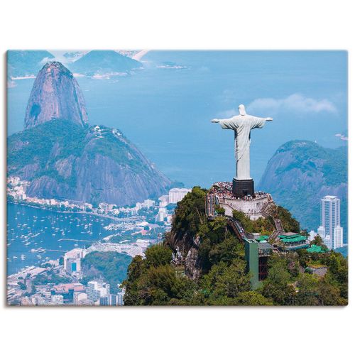 4057738316558 - Wandbild ARTLAND Rio de Janeiro mit Cristo Bilder Gr B H 120 cm x 90 cm Leinwandbild Gebäude Querformat 1 St blau Bild Leinwandbild Kunstdrucke Bilder als Alubild Leinwandbild Wandaufkleber oder Poster in versch Größen