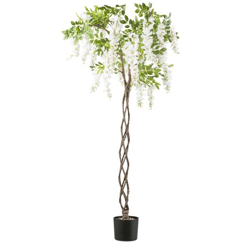 4064118241829 - Kunstbaum CREATIV GREEN Weißer Blauregen weiß H170cm Kunststoff Kunstpflanzen mit geflochtenem Stamm 4064118241829 - Kunstbaum CREATIV GREEN Weißer Blauregen weiß H170cm Kunststoff Kunstpflanzen mit geflochtenem Stamm