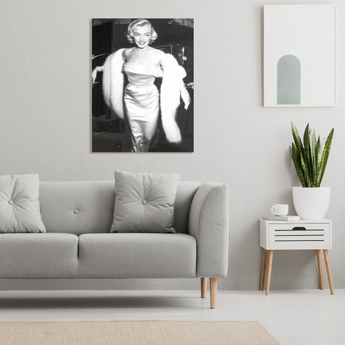 4067437105483 - Acrylglasbild QUEENCE Glam grau Bilder B H T 60cm x 90cm x 04cm Schwarz-Weiß-Frau-Stars Hochformat Acrylglas Marilyn Monroe Fine Art-Print in Galeriequalität B60cm H90cm T04cm