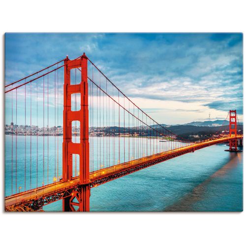 4059745772372 - Wandbild ARTLAND Golden Gate Bridge Bilder Gr B H 120 cm x 90 cm Leinwandbild Brücken 1 St blau Bild Poster Bilder als Alubild Leinwandbild Wandaufkleber oder in versch Größen