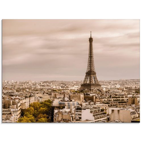 4057738096771 - Glasbild ARTLAND Paris Eiffelturm I Bilder Gr B H 80 cm x 60 cm Glasbild Frankreich Querformat 1 St beige (natur) Bild Glasbild Glasbilder Bilder in verschiedenen Größen
