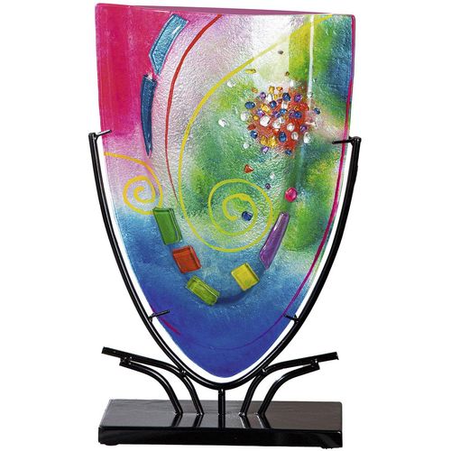 4063387592854 - Tischvase CASABLANCA BY GILDE Vase oval Cool blau pink H 49 cm bunt (blau pink) B30cm H49cm T105cm Glas Metall Vasen 4063387592854 - Tischvase CASABLANCA BY GILDE Vase oval Cool blau pink H 49 cm bunt (blau pink) B30cm H49cm T105cm Glas Metall Vasen