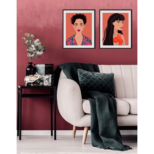 4049009864554 - Bild QUEENCE Ajosch rot (farbe rahmen schwarz farbe bild(er) rot) B50cm H70cm Acrylglas Papier Holz Bilder HD Premium Poster-Druck inkl Holzrahmen