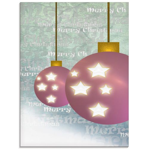4057738099437 - Glasbild ARTLAND Weihnachtskugel Bilder Gr B H 60 cm x 80 cm Glasbild Weihnachten Hochformat 1 St lila Bild Glasbild Glasbilder Bilder in verschiedenen Größen