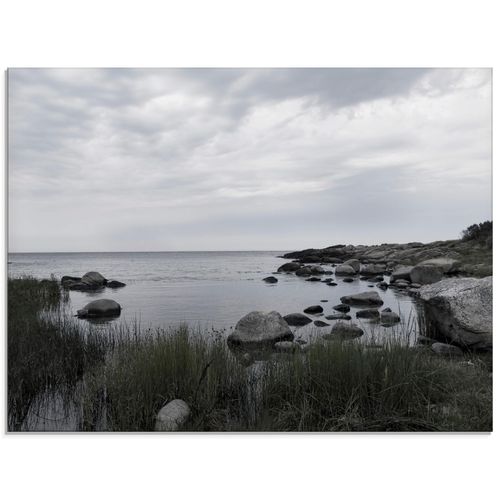 4057738034803 - Glasbild ARTLAND Einsame Bucht am Meer Bilder Gr B H 80 cm x 60 cm Glasbild Gewässer Querformat 1 St grau Bild Glasbild Glasbilder Bilder in verschiedenen Größen