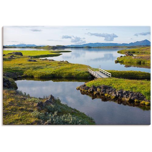 4062144620175 - Wandbild ARTLAND Myvatn Bilder Gr B H 120 cm x 80 cm Leinwandbild Seebilder Querformat 1 St grün Kunstdrucke als Alubild Leinwandbild Wandaufkleber oder Poster in versch Größen