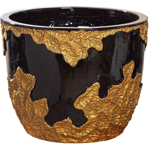 4063387590676 - Übertopf GILDE Übertopf rund Famosa goldfarben schwarz schwarz (goldfarben schwarz) B33cm H26cm T33cm Ø33cm Pflanzgefäße 4063387590676 - Übertopf GILDE Übertopf rund Famosa goldfarben schwarz schwarz (goldfarben schwarz) B33cm H26cm T33cm Ø33cm Pflanzgefäße