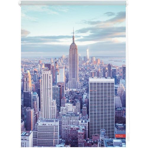 4251369831880 - Seitenzugrollo ORIGINAL Rollo Klemmfix ohne Bohren Verdunkelung New York - Blau Rollos Gr 45 cm stufenlos positionierbar 150 cm blau (blau weiß) Verdunkelungsrollos