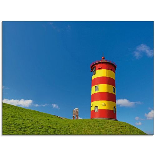 4057738034544 - Glasbild ARTLAND Pilsumer Leuchtturm Bilder Gr B H 80 cm x 60 cm Glasbild Gebäude Querformat 1 St blau Bild Glasbild Glasbilder Bilder in verschiedenen Größen