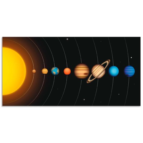 4059745335638 - Wandbild ARTLAND Vector Sonnensystem mit Planeten Bilder Gr B H 150 cm x 75 cm Alu-Dibond-Druck Sonnensystem Querformat 1 St bunt Bild Metallbild Metallbilder Bilder als Alubild Leinwandbild Wandaufkleber oder Poster in versch Größen
