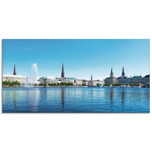 4057738872351 - Glasbild ARTLAND Hamburg Alsterpanorama Bilder Gr B H 100 cm x 50 cm Glasbild Deutschland Querformat 1 St beige (naturfarben) Bild Glasbild Glasbilder Bilder in verschiedenen Größen