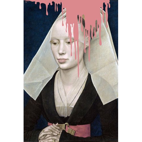 4049009110989 - Acrylglasbild QUEENCE Nonne mit Farbklecks grün (farbe bild(er) grün) B100cm H150cm T24cm Bilder Fine Art-Print in Galeriequalität