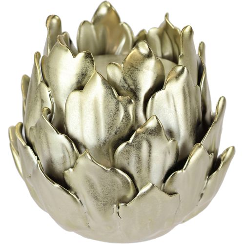 4019844753412 - Kerzenhalter IGEA Artischocke Stumpenkerzenhalter aus Keramik Höhe ca 13 cm gold (goldfarben) H13cm Ø14cm Keramik Kerzenhalter passend für eine Stumpenkerze mit Ø 7 cm