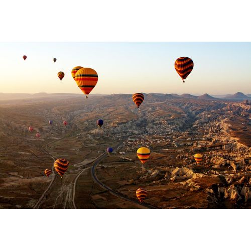 4067437732405 - Leinwandbild QUEENCE Ballonfahrt Bilder Gr B H 90 cm x 60 cm rechteckig Heißluftballon Querformat 1 St beige (natur) Leinwandbilder Akustikbild mit sehr guten Schallabsorptions-Eigenschaften