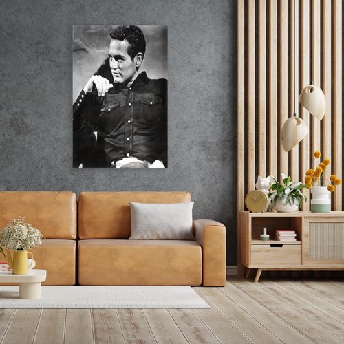 4067437106176 - Acrylglasbild QUEENCE Paul Newman Bilder Gr B H T 60 cm x 90 cm x 04 cm Schwarz-Weiß-Mann-Stars Hochformat grau Acrylglasbilder Fine Art-Print in Galeriequalität