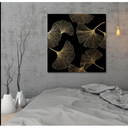 4067437736489 - Acrylglasbild Blätter - Acrylbilder mit Blattgold veredelt Bilder Gr B H 90 cm x 90 cm Acrylglasbild mit Blattgold Blätter 1 St goldfarben (gold) Acrylglasbilder Goldveredelung Handgearbeitet Gerahmt Edel