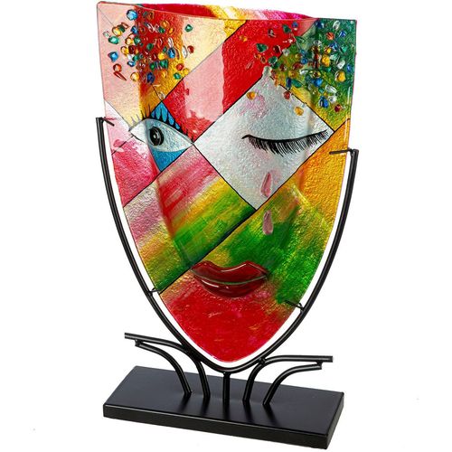 4063387592847 - Tischvase CASABLANCA BY GILDE Gesichtsvase oval Dreaming orange H 49 cm orange B30cm H49cm T105cm Glas Metall Vasen 4063387592847 - Tischvase CASABLANCA BY GILDE Gesichtsvase oval Dreaming orange H 49 cm orange B30cm H49cm T105cm Glas Metall Vasen