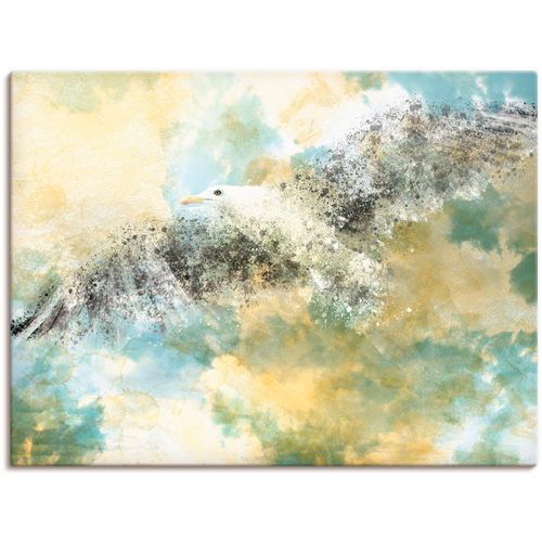 4055327190039 - Wandbild ARTLAND Verschwindende Möwe Bilder Gr B H 120 cm x 90 cm Leinwandbild Vögel 1 St grün Bild Kunstdruck Poster Bilder als Alubild Leinwandbild Wandaufkleber oder in versch Größen
