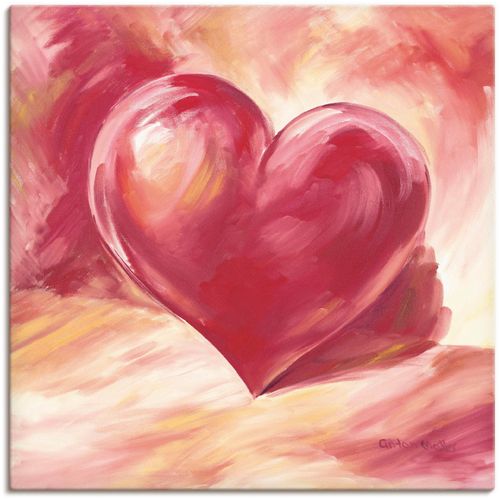 4055327143936 - Wandbild ARTLAND Rosa rotes Herz Bilder Gr B H 100 cm x 100 cm Leinwandbild Herzen 1 St rot Bild Poster Bilder als Alubild Leinwandbild Wandaufkleber oder in versch Größen