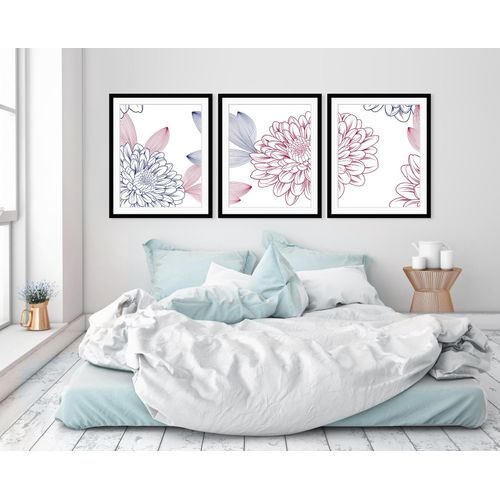 4049009897910 - Bild QUEENCE Lia bunt (farbe rahmen schwarz farbe bild(er) rosa weiß blau) B50cm H70cm Acrylglas Papier Holz Bilder Blumen gerahmt
