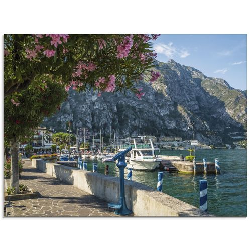 4057738046004 - Glasbild ARTLAND Gardasee Hafen Limone sul Garda Bilder Gr B H 80 cm x 60 cm Glasbild Europa Querformat 1 St blau Bild Glasbild Glasbilder Bilder in verschiedenen Größen