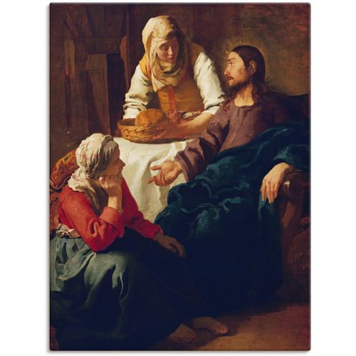 4055327654555 - Wandbild ARTLAND Christus im Hause von Martha und Maria Bilder Gr B H 90 cm x 120 cm Leinwandbild Religion 1 St braun Bild Leinwandbild Kunstdrucke Bilder als Leinwandbild Wandaufkleber oder Poster in versch Größen