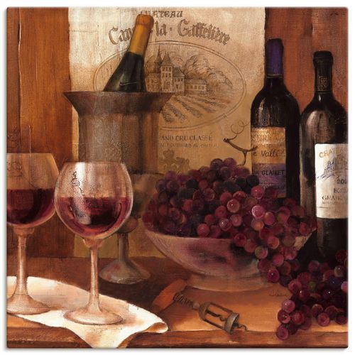 4055327713559 - Wandbild ARTLAND Vintage Wein Bilder Gr B H 100 cm x 100 cm Leinwandbild Getränke quadratisch 1 St braun Bild Poster Bilder als Leinwandbild Wandaufkleber oder in versch Größen