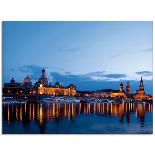 4055327266987 - Glasbild ARTLAND Dresden Silhouette blaue Stunde Bilder Gr B H 80 cm x 60 cm Glasbild Deutschland Querformat 1 St blau Bild Glasbild Glasbilder Bilder in verschiedenen Größen