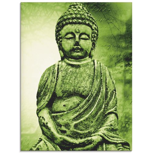 4058661698803 - Glasbild ARTLAND Buddha Bilder Gr B H 60 cm x 80 cm Glasbild Religion Hochformat 1 St grün Bild Glasbild Glasbilder Bilder in verschiedenen Größen