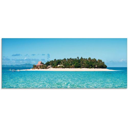 4058661790675 - Glasbild ARTLAND Verblüffende Fiji Insel und klares Meer Bilder Gr B H 125 cm x 50 cm Glasbild Gewässer 1 St blau Glasbilder in verschiedenen Größen