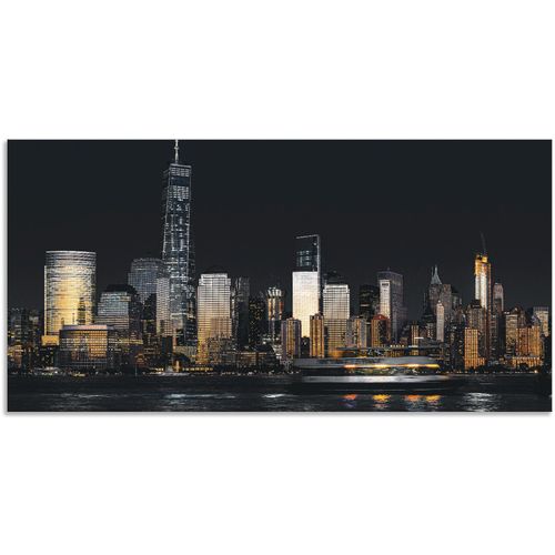 4062144668801 - Wandbild ARTLAND New York Financial Distrikt Bilder Gr B H 150 cm x 75 cm Alu-Dibond-Druck New York Querformat 1 St grau Kunstdrucke als Alubild Leinwandbild Wandaufkleber oder Poster in versch Größen