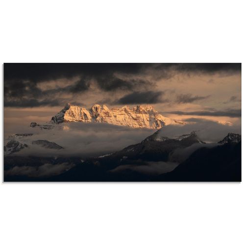 4055327992299 - Glasbild ARTLAND Dents du Midi Schweizer Berge Bilder Gr B H 100 cm x 50 cm Glasbild Berge Querformat 1 St grau Bild Glasbild Glasbilder Bilder in verschiedenen Größen
