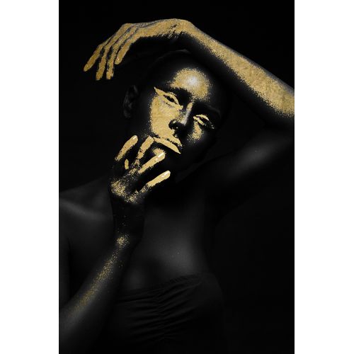 4049009932581 - Acrylglasbild QUEENCE Am-hehu Bilder Gr B H 100 cm x 150 cm Acrylglasbild Frau Hochformat goldfarben (gold schwarz) Acrylglasbilder mit Blattgold