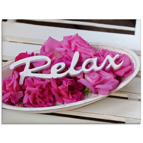4057738845171 - Glasbild ARTLAND Relax Bilder Gr B H 80 cm x 60 cm Glasbild Sprüche & Texte Querformat 1 St pink Bild Glasbild Glasbilder Bilder in verschiedenen Größen