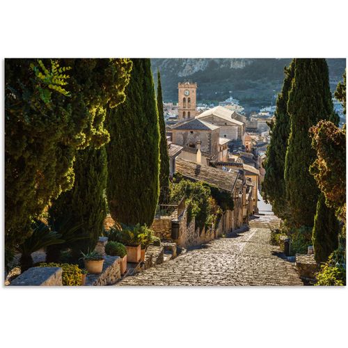 4062144744789 - Wandbild ARTLAND Blick vom Kalvarienberg auf Pollenca Bilder Gr B H 120 cm x 80 cm Alu-Dibond-Druck Mallorca Querformat 1 St grün Kunstdrucke als Alubild Leinwandbild Wandaufkleber oder Poster in versch Größen