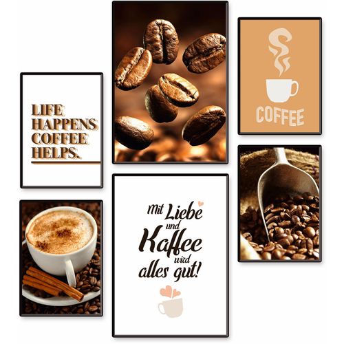 4062144837412 - Poster ARTLAND Kaffee Vielfalt Bilder Gr B H T 42 cm x 297 cm x 01 cm Poster Kaffee Bilder Hochformat 6 St braun Poster 6er Set 2xDIN A3 4xDIN A4 ohne Rahmen