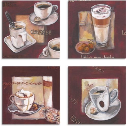 4062144353400 - Leinwandbild ARTLAND Kaffee I -II -III -IV Bilder Gr B H 30 cm x 30 cm Leinwandbild Getränke quadratisch 4 St braun Bild Leinwandbild Leinwandbilder Bilder 4er Set verschiedene Größen