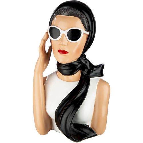 4063387588109 - Dekofigur GILDE Figur Frau Lady Audrey schwarz  weiß H 275 cm schwarz-weiß (schwarz weiß) B175cm H275cm T16cm Kunstharz Dekofiguren