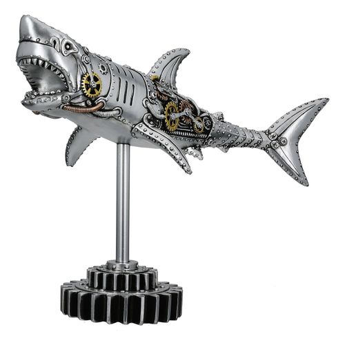 4063387588581 - Tierfigur GILDE Figur Hai Steampunk Shark silberfarben H 295 cm silber (silberfarben) B38cm H295cm T12cm Kunstharz Dekofiguren 4063387588581 - Tierfigur GILDE Figur Hai Steampunk Shark silberfarben H 295 cm silber (silberfarben) B38cm H295cm T12cm Kunstharz Dekofiguren