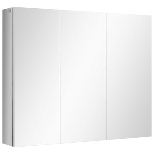 4255633521415 - Spiegelschrank Badezimmerschrank mit 3 Glastüren Hängeschrank Aufbewahrungsschrank mit 5 Ablagen Badschrank Wandschrank Edelstahl Silber 70 x 4255633521415 - Spiegelschrank Badezimmerschrank mit 3 Glastüren Hängeschrank Aufbewahrungsschrank mit 5 Ablagen Badschrank Wandschrank Edelstahl Silber 70 x