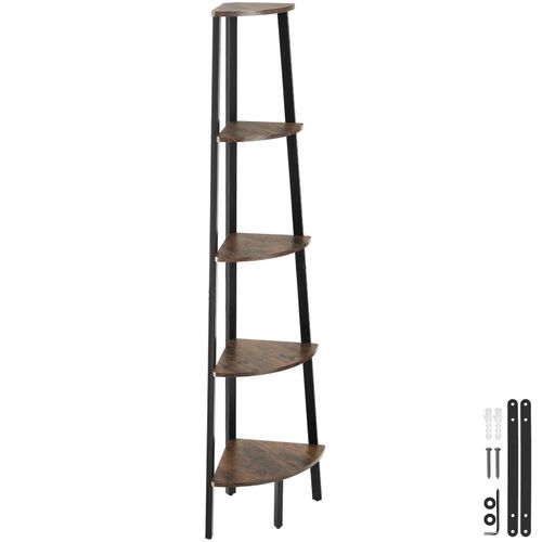 4061173243577 - tectake® Eckregal Industrial Style mit 5 Ebenen inklusive Kippschutz 34 x 34 x 1585 cm