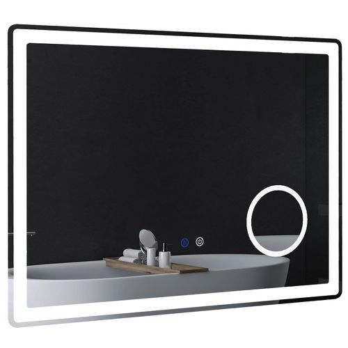 4255633531551 - Led Badezimmerspiegel Badspiegel mit 3x Vergrößerung 80 x 60 cm Wandspiegel mit Touch-Funktion Memory-Funktion beschlagfreier Lichtspiegel mit 3