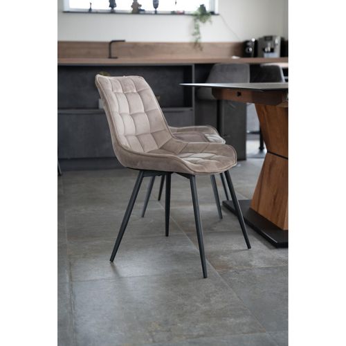 4058166266460 - HOME DELUXE - Polsterstuhl Esszimmer Samt IKALO Farbe Hellbraun Menge 4 Stuhl Polsterstuhl Esszimmerstuhl Esszimmerstühle