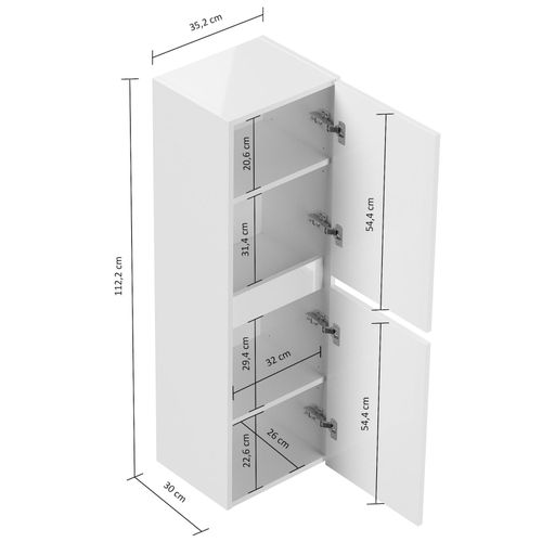 4251982655801 - Limes Badezimmer Hochschrank 112cm Softclose Wandmontage weiß Hgl 4251982655801 - Limes Badezimmer Hochschrank 112cm Softclose Wandmontage weiß Hgl