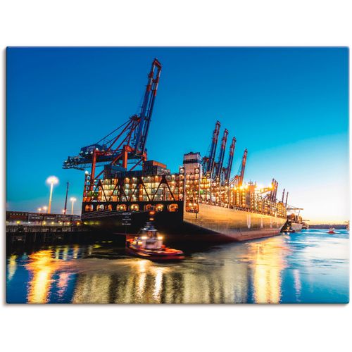 4057738890249 - Wandbild ARTLAND Hamburg Hafen Bilder Gr B H 120 cm x 90 cm Leinwandbild Deutschland Querformat 1 St beige (naturfarben) Bild Poster Bilder als Alubild Leinwandbild Wandaufkleber oder in versch Größen